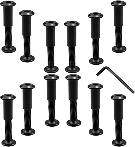 Milaosk 12 Viti Collegamento Mobili, Filettatura Bulloni, Connettore con Manicotti M6 e Chiave Esagonale M4 per Montaggio Lettino Pali