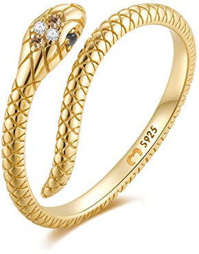 Anillos de mujer en plata de ley formado por una serpiente. Anillo plata mujer con acabado plateado o dorado. Joyería mujer ideal para parejas, regalo para madres, amigas... Anillos para parejas