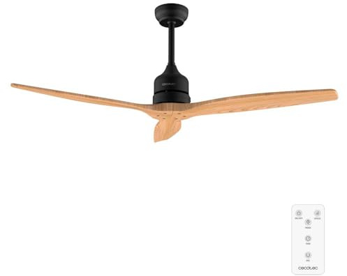 Cecotec Deckenventilator EnergySilence Aero 5270 Black&LightWood | 40-W-DC-Motor, 132 cm, 6 Stufen, Fernbedienung, höhenverstellbar um 15 oder 25 cm, Timer bis 8 Std.