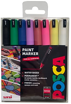 Posca Rotuladores PC-1MR Ultra Fino Acrílico Punta de Fieltro Colorido Permanente Marcadores de Pintura para Adultos Niños Perfecto para Colorear, Tela, Graffiti, Acuarela, Dibujo de Contornos,