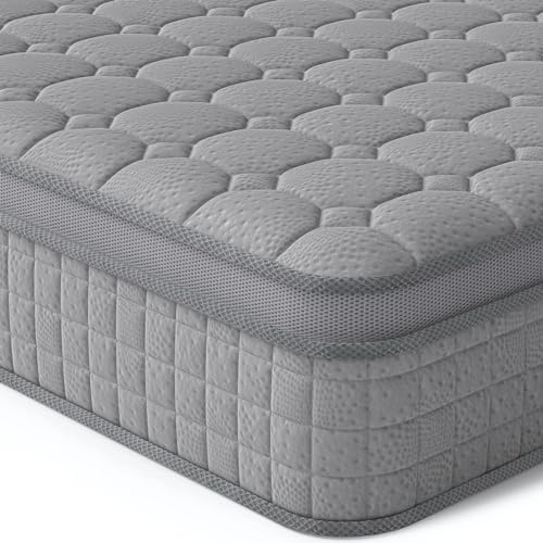 Vesgantti Hybridmatratze 90x200, H3 7-Zonen Druckentlastung Orthopädische Matratze, Taschenfederkernmatratze Oeko-TEX Zertifiziert, atmungsaktiv (30 cm Tight Top, grau)‌