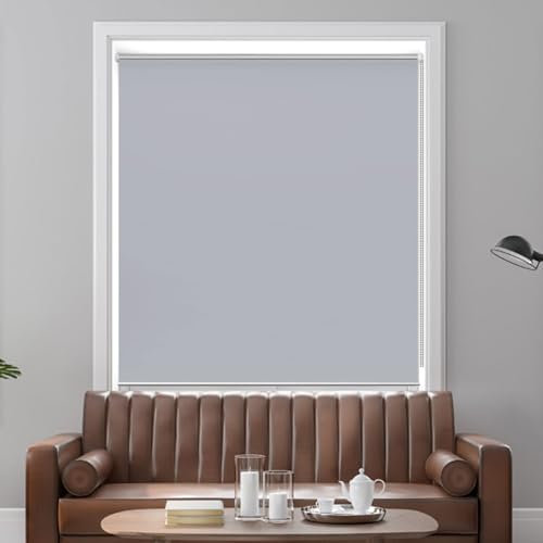 Doppelrollo Klemmfix Ohne Bohren 30 x 240 cm Blickdicht Hitzeschutz Rollos für Fenster Klemmfix inkl Montagematerial für Fenster & Tür, Hellgrau