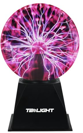 Tealight 20,3 cm Plasmakugel, Touch- und Sound-Plasma-Kugel-Lampe, mit Steckkabel, elektrostatischer blinkender magischer Ball, Deko-Lampe, extra groß, wissenschaftliches Geschenk für Weihnachten