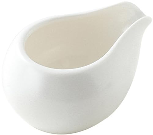 Ciieeo Mini pot à crème en céramique pour café, lait, sauce - Pichet de service - Pichet à sauce - Pichet à lait en porcelaine - Petit pichet à lait pour café, lait, sauces, salade - Blanc