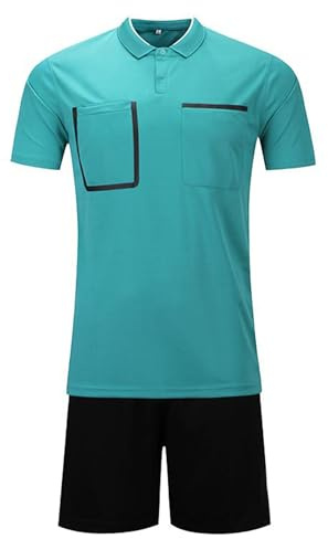 TSSOE Träningsdräkt fotboll domare T-shirt med shorts för herr för träning, löpning, gym, Blå Lac, L
