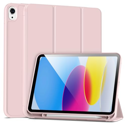 BFGTSJF Case for iPad (A16) & iPad 10th Gen with Pencil Holder, Pink | Fits iPad A16 11-inch 2025 & 10th Gen 10.9-inch 2022, Slim Protective Smart Trifold Stand, Auto Wake/Sleep, Support Touch ID