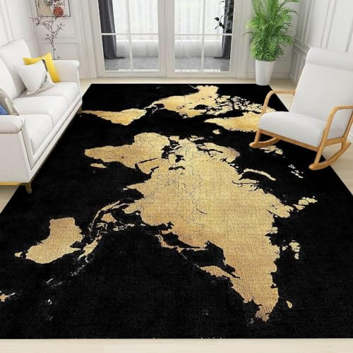 Retro-Weltkarte Teppich Kinderteppich Wohnzimmerteppich Schlafzimmerteppich 3D-Gedruckter Superweicher Flanellteppich 200 X 300 Cm / 78,74 X 118,11 Zoll ， Weich ， Schmutzabweisend - Leicht Zu -4H6T+O1