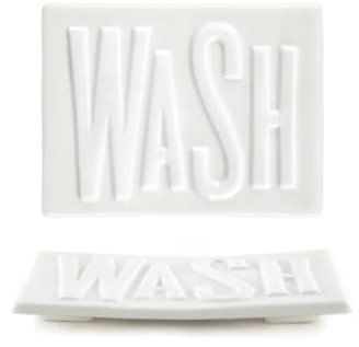 East of India White Porcelain Soap Bar Stand Dish Bathroom Decoration - Wash Design