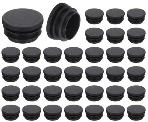 sourcing map Round Plastic Plug,35mm(1.38) OD Furniture Leg Insert 36Pcs | Inner Hole Fits 27mm to 33mm Dia Furniture Legs Pipe,Black Tubing End Cap Plugs,Glide Protection for Chair,Sofa,Table,Shelf