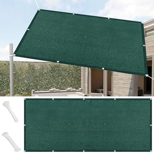 Vela Ombreggiante Rettangolare 3 x 4 m Rettangolare Tenda Parasole a Vela 98% Anti-Uv con Occhielli Fascette Antistrappo per Arredo Esterno, Giardino, Verde Scuro