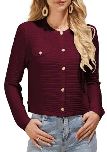 GRACE KARIN Women's Cardigan Long Sleeve Crew Neck Button Down Knitwear Vintage Sweater Cardigans