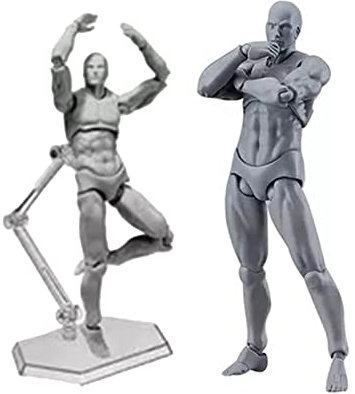 Sonew Robuster PVC-Actionfigurenkörper, Anpassbare Posen, Zeichenpuppe mit Halterung, Ideal Zum Skizzieren, Fotografie-Requisiten, Dekoration, Sammlungen in Familie und Büro