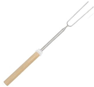 Wisafory Grillspieße aus Edelstahl Grillgabel Teleskop BBQ Gabeln Camping Sticks Hot Dog Gabel mit Holzgriff Marshmallow Bräter für Grillgut, Marshmallows, Stockbrot, Shish-Kebabs Weiß 6 Stück