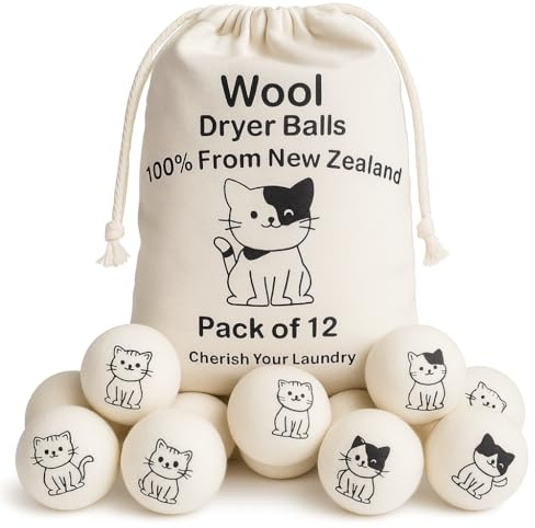 Pack of 12 Cute Cat Wool Dryer Balls Christmas Gifts for Women