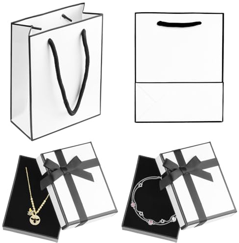 2 Scatole Regalo Piccole con Coperchio e 2 Sacchetti Regalo