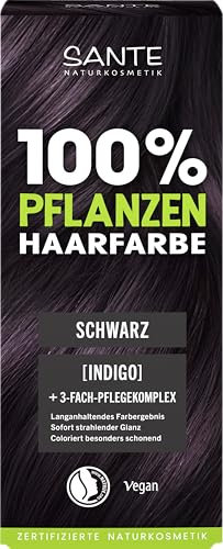 SANTE Naturkosmetik Pflanzenhaarfarbe - Schwarz - 100g - natürliche Coloration mit Indigo - Haarfarbe ohne Ammoniak & Peroxide - vegan & dermatologisch getestet