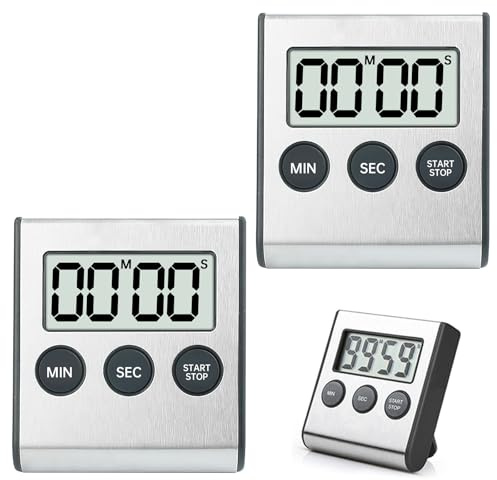 YdseozOA 2 st digital timer med högt larm, digital kökstimer, kökstimer med magnetiskt stativ och på/av-knapp, äggklocka kökslarm för matlagning, lärande, sport