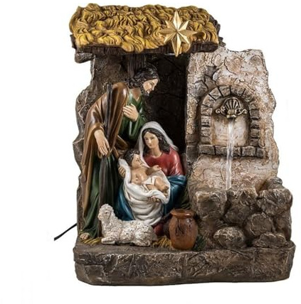Inmaculada Romero IR Nacimiento Navidad Misterio con Fuente Figura 35 cm. monopieza Resina Niño Jesús Virgen María San