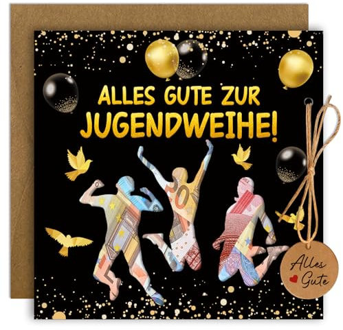 Luckeey Geldgeschenk Jugendweihe Verpackung mit Umschlägen, Jugendweihe karte Geldgeschenke, Alles Gute zur Jugendweihe Geldgeschenke, Personalisierte Jugendweihe Geschenke Junge Mädchen