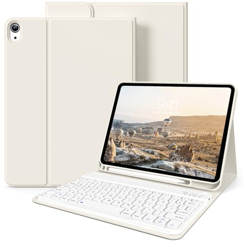 zoyu Keyboard Case for iPad (A16) 11 Inch, iPad 10th Generation 10.9 Inch | Magnetically Detachable Wireless Keyboard, Smart Stand Cover with Pencil Holder, for iPad 11/10th Gen (2025/2022), Beige