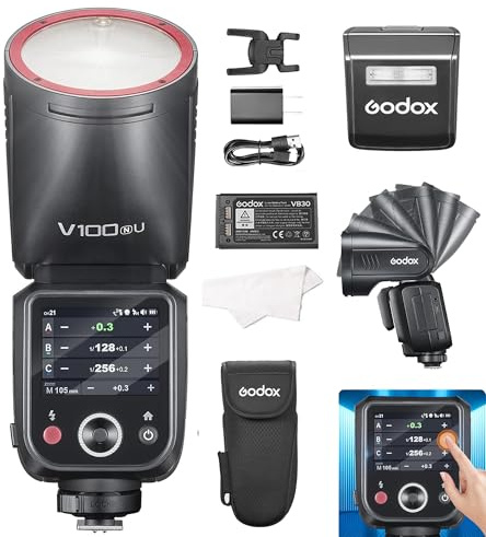 Godox V100N V100-N Round Head Camera Flash Speedlite for Nikon Cameras TTL HSS 1/8000s 2.4G 100Ws with Toch Screen (V100 N)
