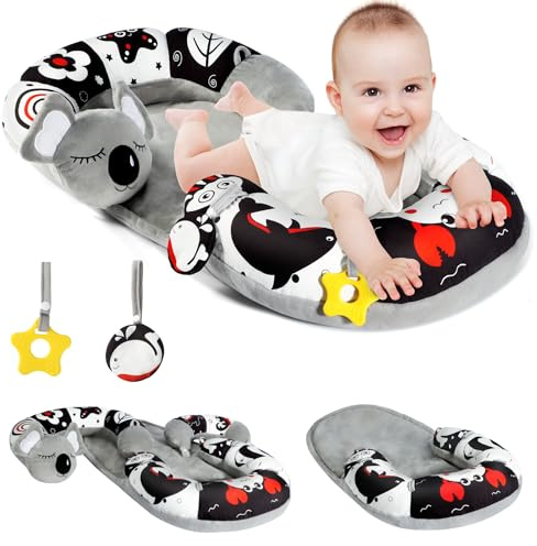 URMYWO Tummy Time Activity Mat - Cozy Tummy Time Mat for Newborn 0-12 Months, Breathable Soft Infant Baby Sit Me Up Floor Seat Early Sensory Development Play Toys Baby Registry Research Shower Gifts