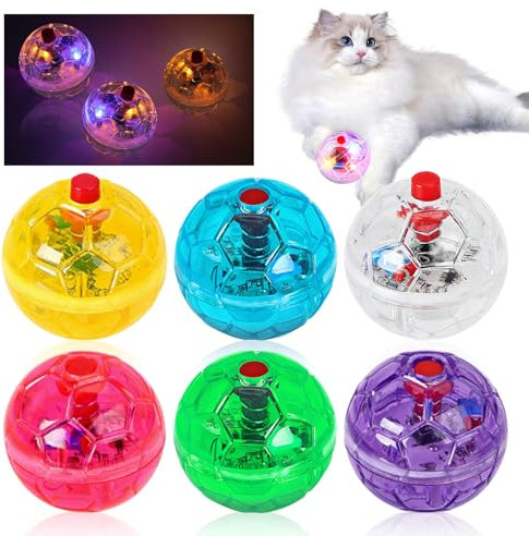 6pcs Katzenspielzeug Geisterjagd-Bewegungsbälle,Geisterjagd Katzenkugel Bewegung Bälle,Klinkende Katzenkugel Bewegung Bälle Haustierspielzeug Interaktives Katzenspielzeug Jagd Bewegung Light Up Ball