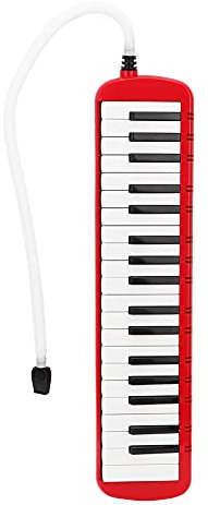 Qukaim Melodica 37 Tasten melodische Musikinstrumente für Anfänger, einschließlich Tragetasche, rot