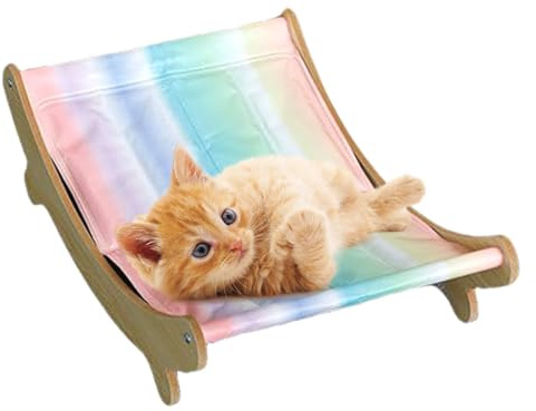 WJnflQN Katzenliege aus Holz, kühlendes erhöhtes Katzenbett, kratzfest, erhöhte Welpenliege, multifunktionale Holzliege für Haustiere