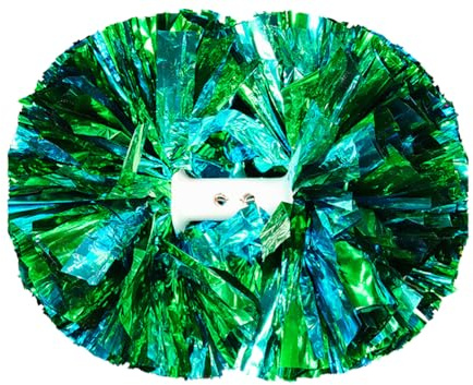 Pompon professionale da cheerleading, 2 pezzi da 5 pollici per cheerleader, tappetini da cheerleader e poms metallici, con manico per pomponi da ballo, per gare e spettacoli, cheerleader, gruppi di
