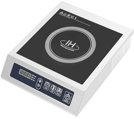 LANNADD Piano cottura a induzione, piano cottura a induzione, piastra a induzione singola, regolazione della potenza 10 e livelli di temperatura 10, piano cottura a induzione 12-30 cm, 1 piastra