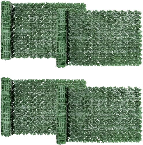 Edera artificiale, 4 pezzi, resistenti ai raggi UV, per balcone, recinzioni, siepe, decorazione per parete, giardino, 1 x 3 m, pannelli per la privacy con foglie di edera finta.