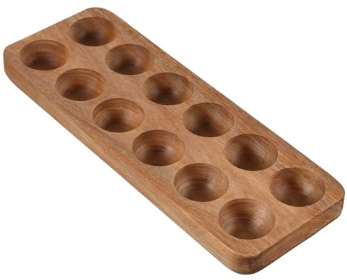 Luxshiny Bandeja De Madera para Huevos Organizador De Huevos para Nevera Y Encimera 12 Agujeros Contenedor De De Acacia para Cocina