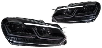 OZCCH Scheinwerfer kompatibel for VW Golf 6 MK6 2009–2013 DRL Tagfahrlicht Scheinwerfer Bi-Xenon-Glühbirne Nebelscheinwerfer Autozubehör(TSI,1PAIR_LHD_INCLUDE)