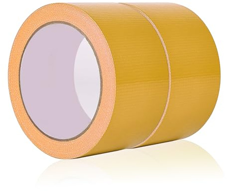 ASOFTY 2 Rollen Gaffer Tape, 50mm x 20m Bunt Gaffer-Band, Klebeband mit Starker Klebkraft, Panzerband, Duct Tape, Gewebe-Klebeband für Reparaturen Industrielle (Gelb)