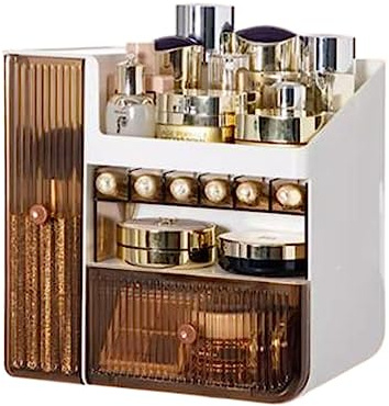 Makeup Organsier Makeup Organizer Cosmetic Storage Box with Drawers,Fits Lipsticks,Makeup Brushes,Jewellery,Make Up Storage Case for Dresser, Bedroom, Bathroom Cosmetic Organiser