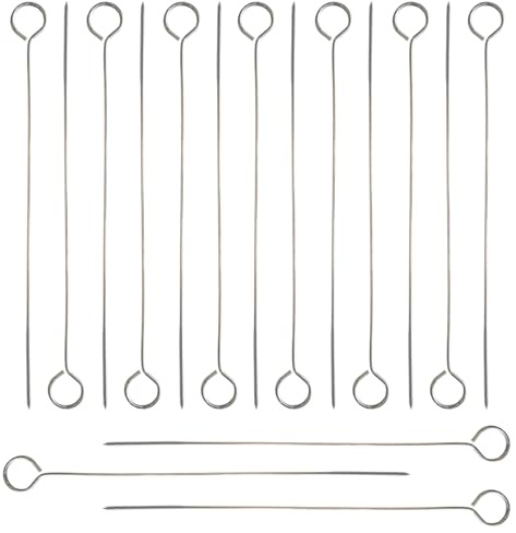 Yinluluna 15Pcs Stainless Steel Barbecue Skewers, Turkey Lacers Grill Needles for Trussing Turkey and Meat, BBQ Cooking and More (9.9 Inch)
