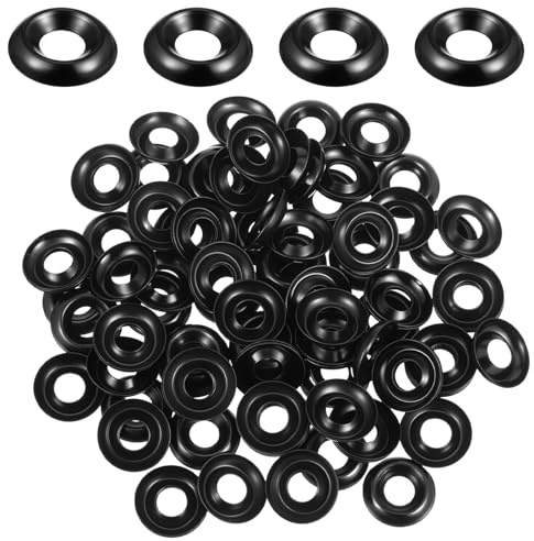 100PCS Black Washers for Screws, #8 Metal Countersunk Finish Screw Washer for Industrial Use, 304 Stainless Steel Cup Washers for Bolts
