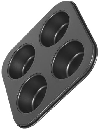 DECOMELODY Non-Stick Muffin Cup Baking Tray 4-Grid Oven Cupcake Molds Black Baking Pan for Home