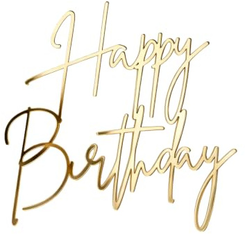 Gold Happy birthday Cake Topper, Happy-Birthday Sign Acrylic Cake Side Decoration for Women, Girls, Men, Boys (Style 2)