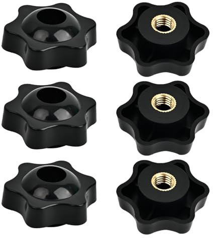 NECXON M8 x 38mm Klemmmuttern, 6 Stück Stern-Klemmknöpfe Kunststoffgriff, Flügelmutter für Maschinen, Fitnessgeräte, Möbel und Werkzeugmaschinen