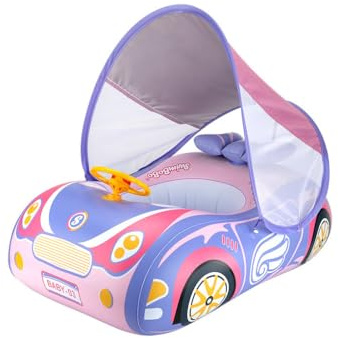 AMSLSIU Anello da nuoto per bambini Anello da nuoto gonfiabile per bambini Galleggiante piscina portatile Giocattolo bagno per con cerchio per barche , Rosa