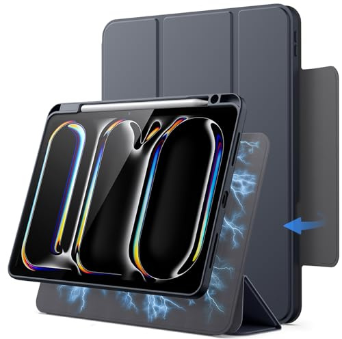 JETech Coque Détachable Magnétique pour iPad Pro 13 M5/M4, Gris | Pour 2025/2024 Modèle, Étui Housse Couvercle Rotatif, Support Portrait/Paysage, Vue d'Écran Surélevée