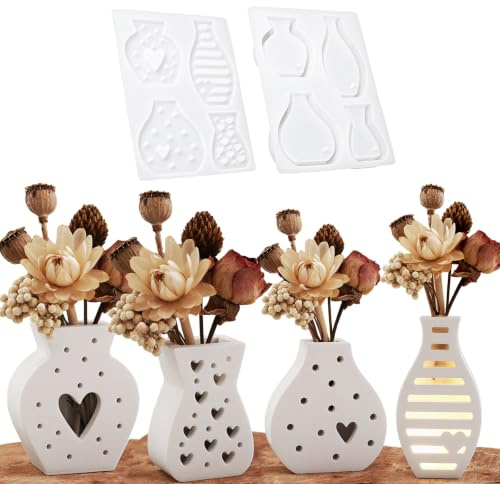 Silikonform Vase 4 Stück Mini Vase Silikonformen Gießformen Epoxidharz Formen Silikonform Blumentöpfe Gießpulver Formen Gips Gießen Formen Betonformen Gipsformen Zum Gießen Harzformen Silikon Vaseform