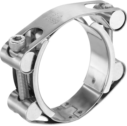 sourcing map T-Bolt Hose Clamp 70-80mm (2.8-3.2) 304 Stainless Steel Double Head Adjustable Intake Radiator Tube Clamps for Automotive Plumbing Industrial Intercooler Pipe