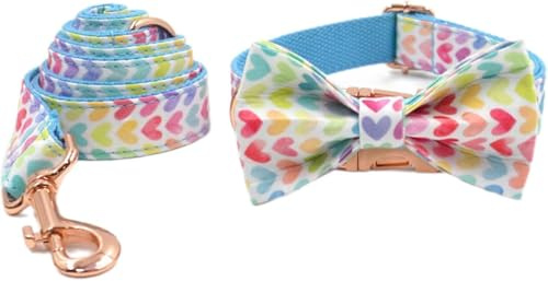 Hundhalsband, Personliga Justerbara Halsband for Mellanstora Hundar Söt Valp Pojke och Flicka med Fluga Promenader Löpning(L)