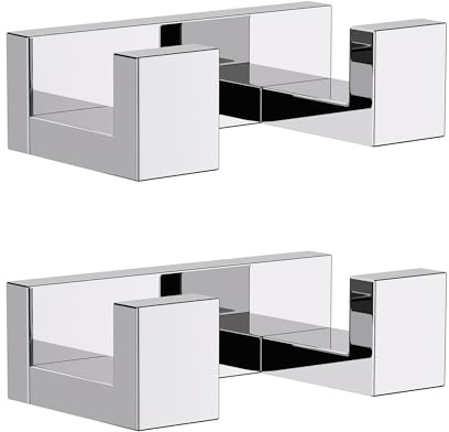TURS Chrome Double Towel Hooks, Heavy Duty Rustproof Double Coat Hook,2 Pcs