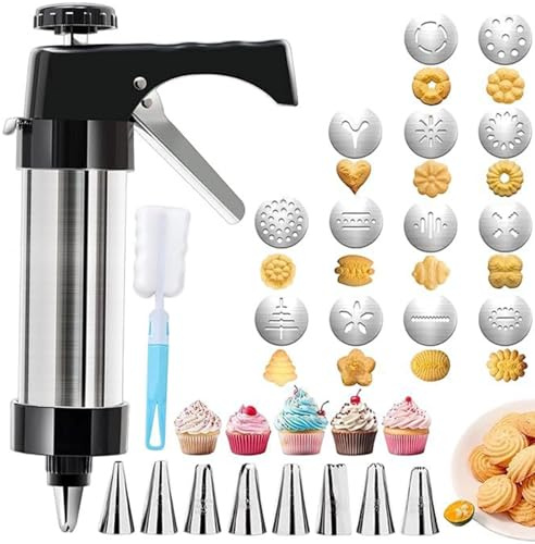 Pistola Spara Biscotti, Sparabiscotti In Acciaio Inossidabile Con 13 Dischi E 8 Beccucci, Cookie Press, Kit Pasticceria Accessorio