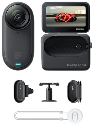 Insta360 GO 3S 128 GB Schwarz - Tragbare 4K Mini-Kamera, Freihand-POVs, Überall anbringbar, Stabilisierung, 140 min Akku, 10 m wasserdicht, KI-Bearbeitung, Apple Find My, für Vlogs, Reisen, Outdoor