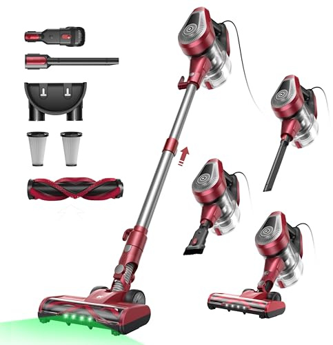 Vexilar C8 Staubsauger mit Kabel, 60KPa & 600W Starke konstante Saugkraft, Staubsauger beutellos, 7m Kabel, Selbststehend, Anti-Tangle-Bürste, Handstaubsauger für Tierhaare, Fugen & Hartböden